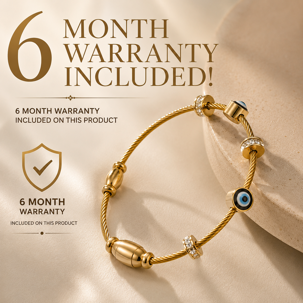 Evil Eye Diamond Magnetic Bracelet With 6 Month Replacement Warranty