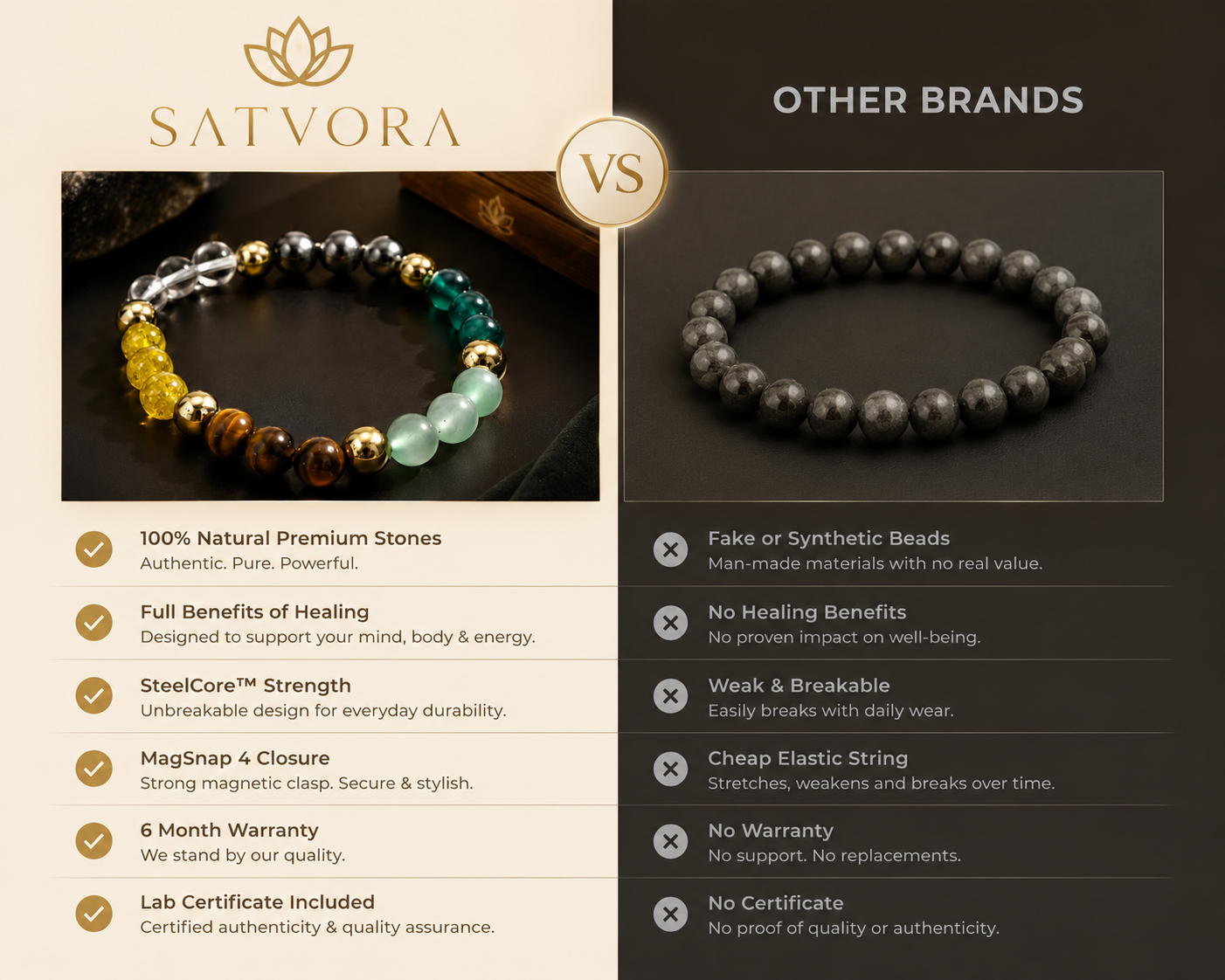 Satvora Wealth Manifestation Bracelet With 6-Month Replacement Warranty
